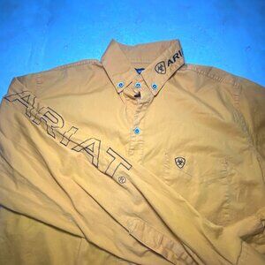 Ariat Mens Mustard Yellow Long‎ Sleeve Button-Down Shirt Size XL Casual Wear